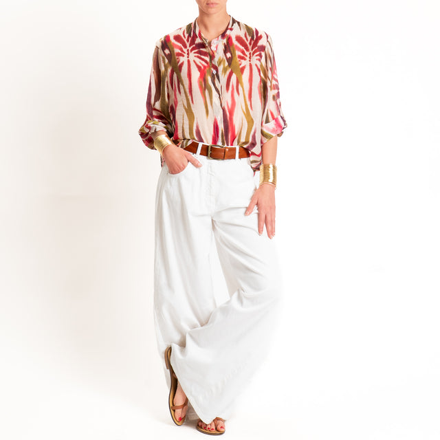 Haveone-Camicia mussola lyocell fantasia tie dye - burro/olio/india