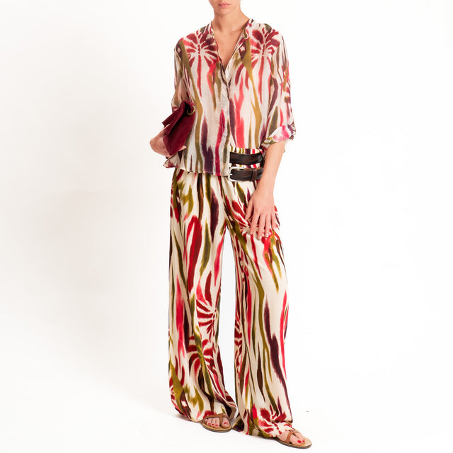 Haveone-Camicia mussola lyocell fantasia tie dye - burro/olio/india