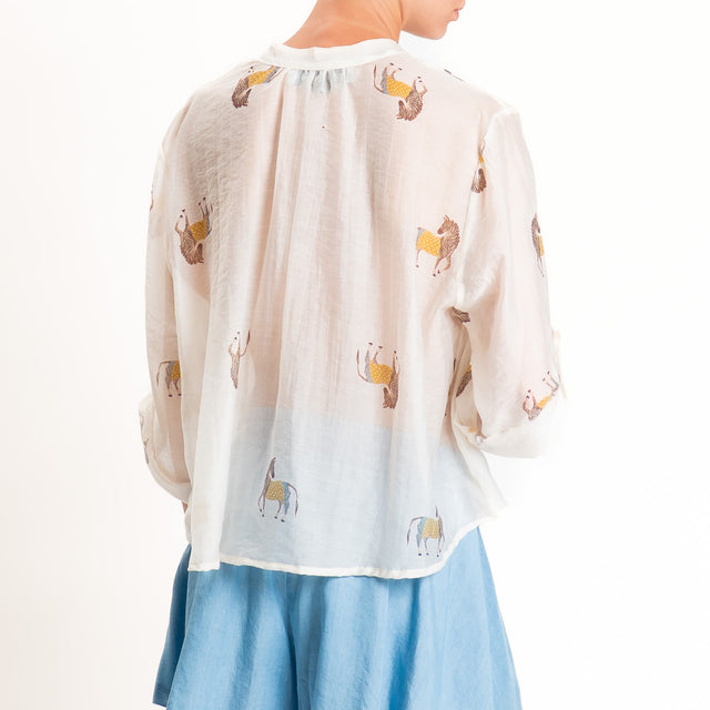 Haveone-Camicia lyocell fantasia zebre - burro/moro