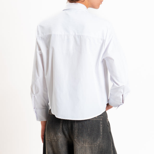 Haveone-Camicia con cravatta dettaglio spille - bianco