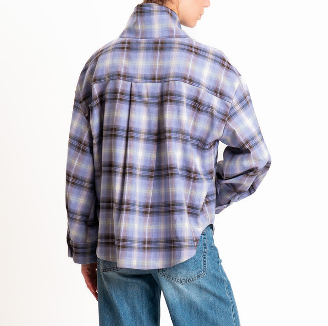 Haveone-Camicia check chiusura asimmetrica - lilla/moro