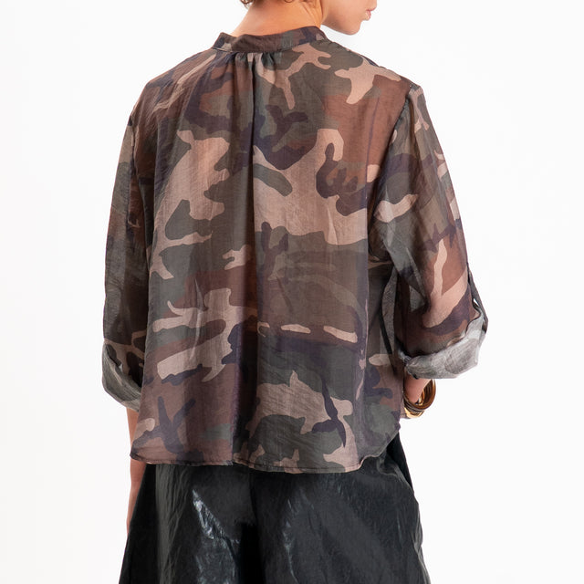 Haveone-Camicia in mussola di lyocell camouflage - militare/moro/sand