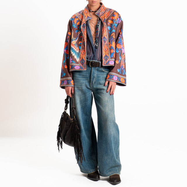 Haveone-Camicia mussola a righe con collana - blu/bordeaux