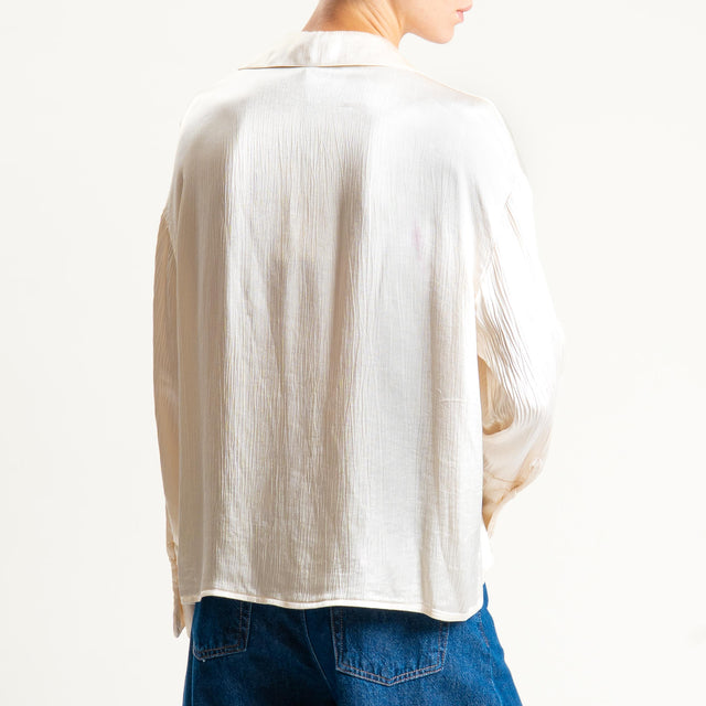 Haveone-Camicia viscosa goffrata - burro