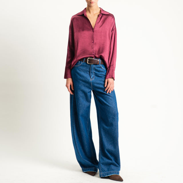 Haveone-Camicia viscosa goffrata - ciliegia