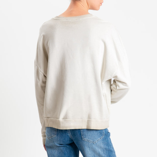 Haveone-Felpa girocollo stampa cuore - sabbia