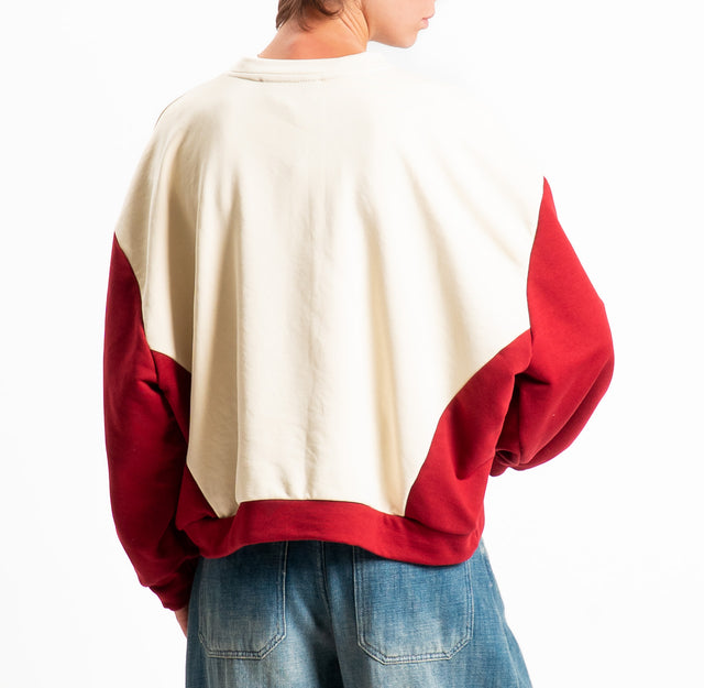 Haveone-Felpa bicolore "CHILD OF THE 80'S" - burro/rosso