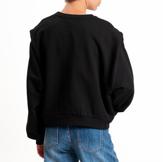 Haveone-Felpa con pieghe sulle spalle - nero