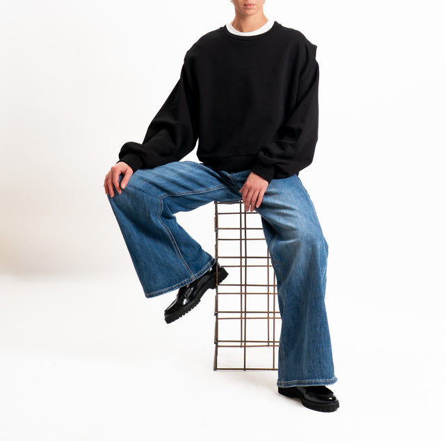 Haveone-Felpa con pieghe sulle spalle - nero