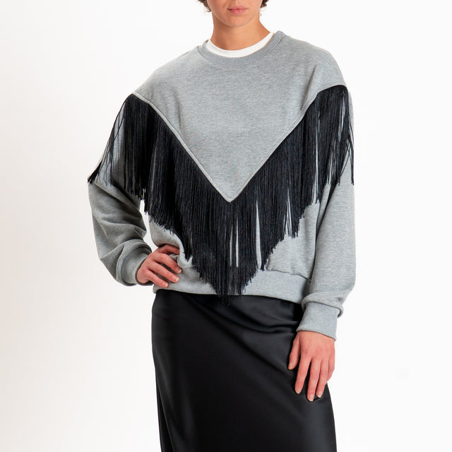 Haveone-Felpa con frange - grigio/nero