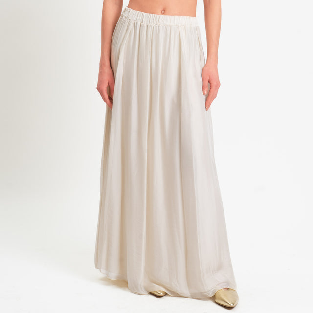 Haveone-Gonna mussola misto seta elastico in vita - burro