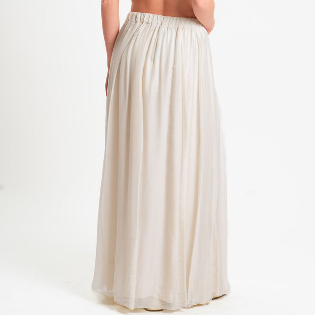 Haveone-Gonna mussola misto seta elastico in vita - burro