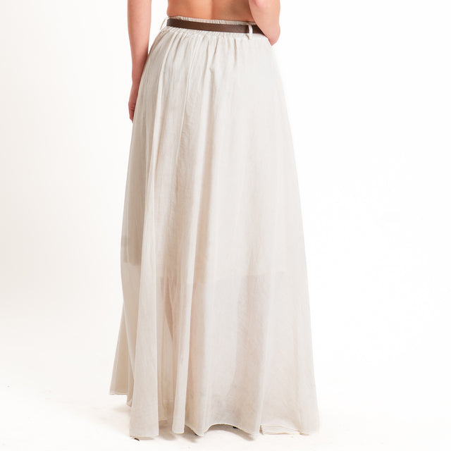 Haveone-Gonna mussola tie dye con cintura - beige