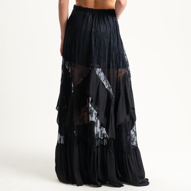 Haveone-Gonna pizzo con balze - nero