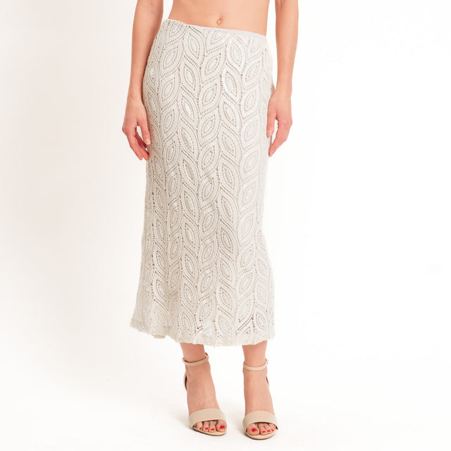 Haveone-Gonna traforata con paillettes - burro