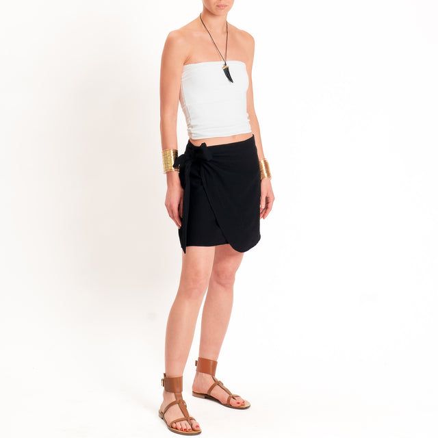 Haveone-Gonna corta pareo goffrata - nero