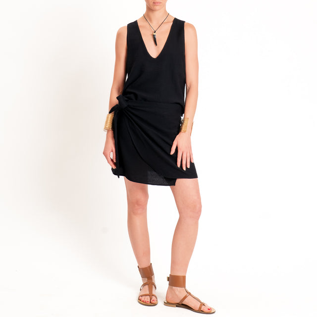 Haveone-Gonna corta pareo goffrata - nero