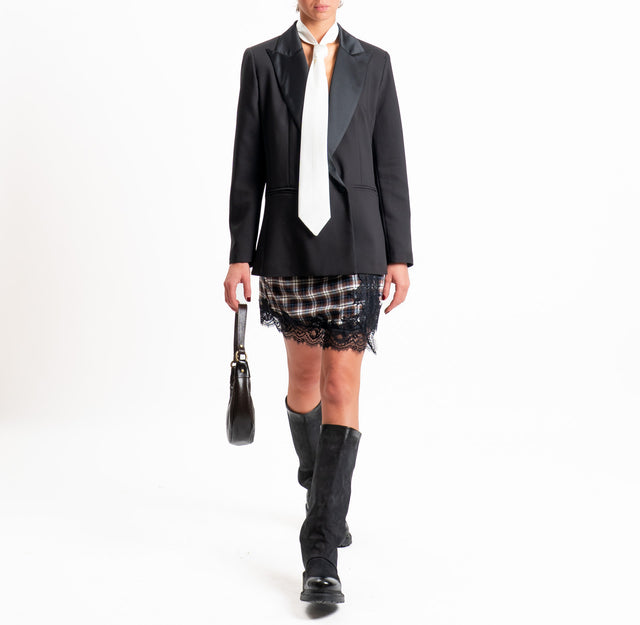 Haveone-Minigonna check con pizzo - blu/moro/latte