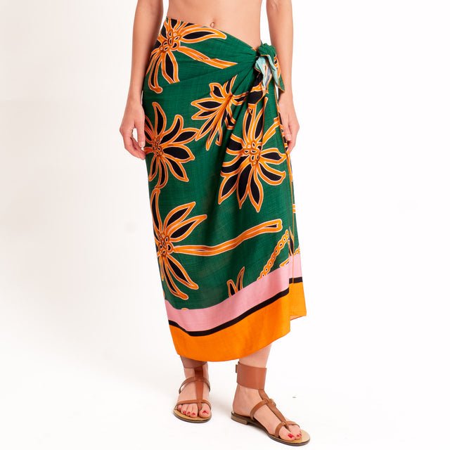 Haveone-Gonna pareo fantasia - verde/rosa/orange