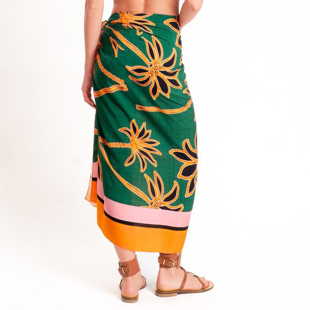 Haveone-Gonna pareo fantasia - verde/rosa/orange