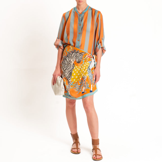 Haveone-Gonna corta pareo fantasia zebre - arancio/senape/salvia