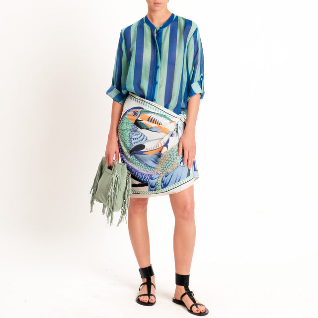 Haveone-Gonna corta pareo fantasia - burro/blu/acqua