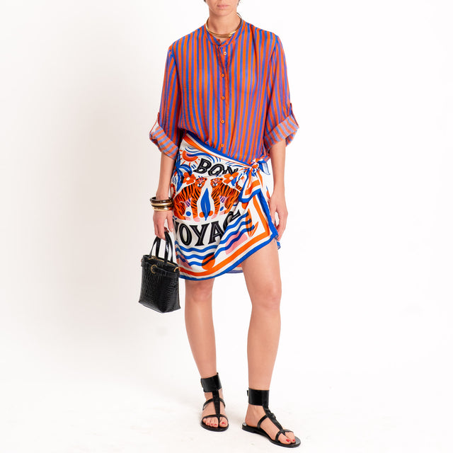 Haveone-Gonna corta pareo "bon voyage" - royal/arancio/latte