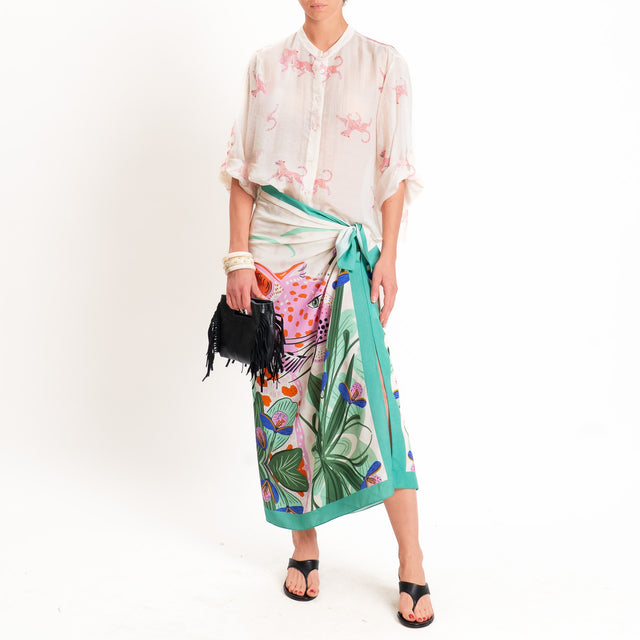 Haveone-Gonna pareo fantasia ghepardo - burro/rosa/menta