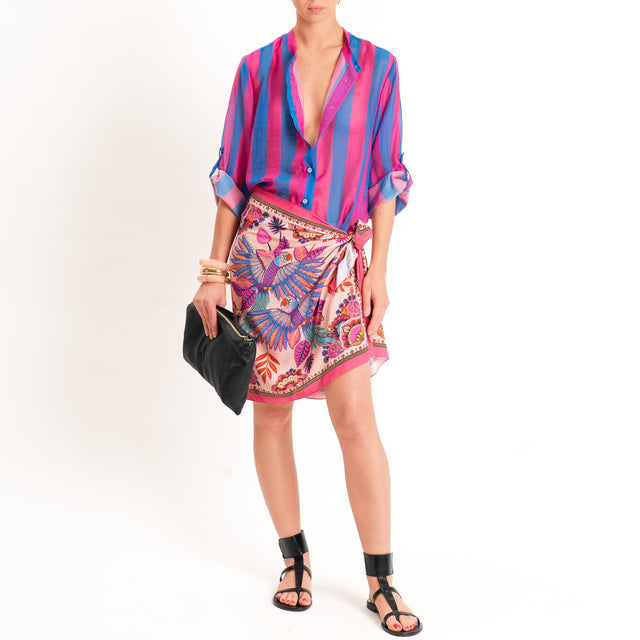 Haveone-Gonna corta pareo fantasia pappagalli - fucsia/rosa