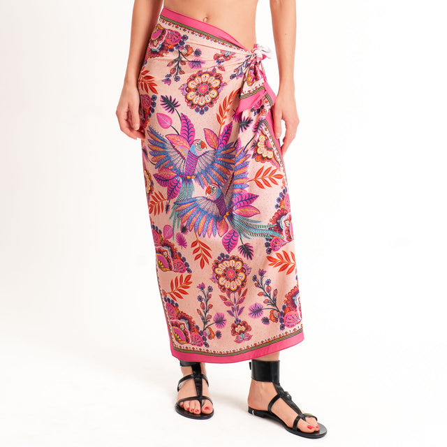 Haveone-Gonna pareo fantasia pappagalli - fucsia/rosa