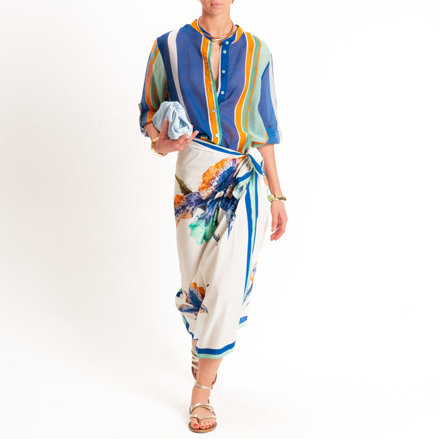 Haveone-Gonna pareo fantasia - turchese/burro/royal