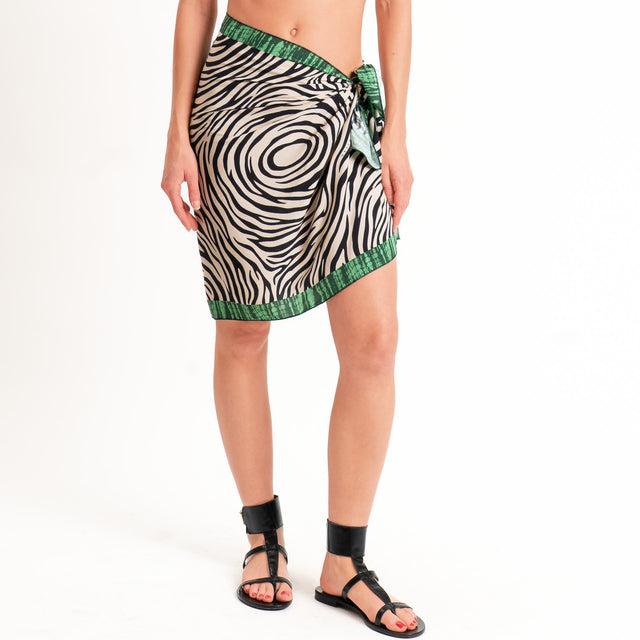 Haveone-Gonna corta pareo fantasia zebrata - sand/nero/verde