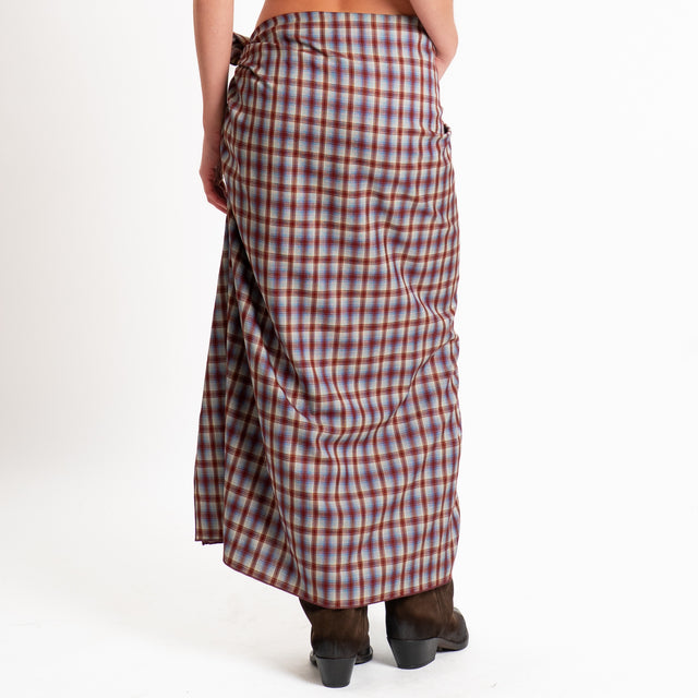 Haveone-Gonna pareo fantasia check - bordeaux/royal/sand