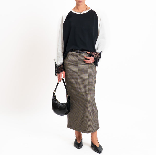 Haveone-Gonna pied de poule spacco dietro - nero/beige