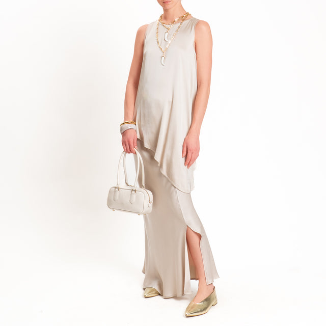 Haveone-Gonna satin spacco laterale - beige