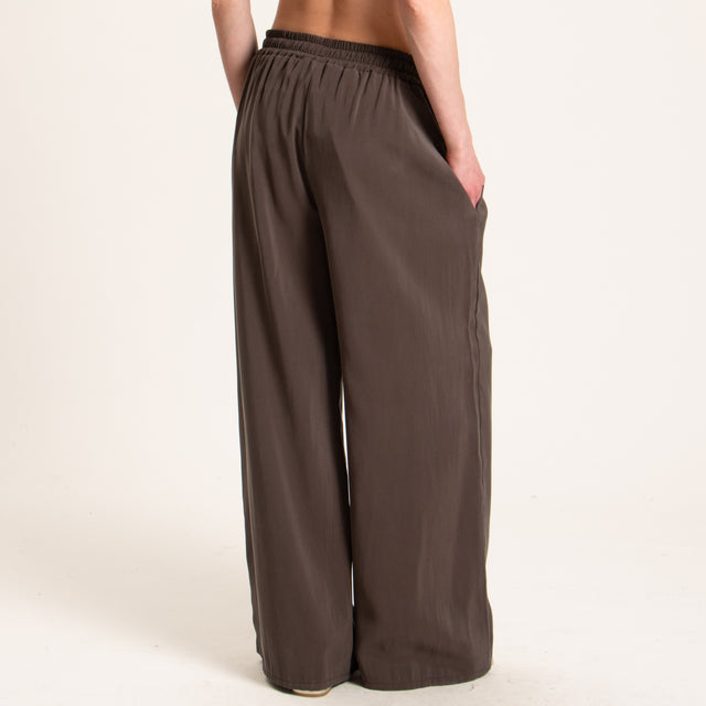 Haveone-Completo blusa e pantalone tessuto modal fibra naturale - moro