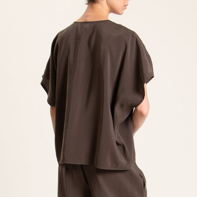 Haveone-Completo blusa e pantalone tessuto modal fibra naturale - moro