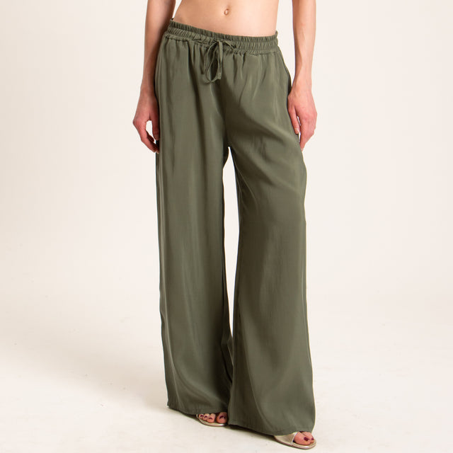 Haveone-Completo blusa e pantalone tessuto modal fibra naturale - militare