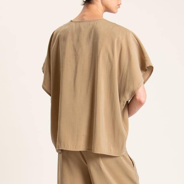 Haveone-Completo blusa e pantalone tessuto modal fibra naturale - cammello