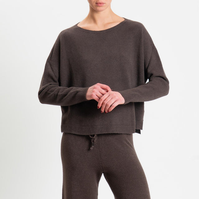 Haveone-Completo maglia girocollo + pantalone - cacao