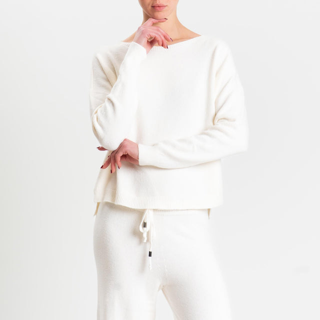 Haveone-Completo maglia girocollo + pantalone - burro