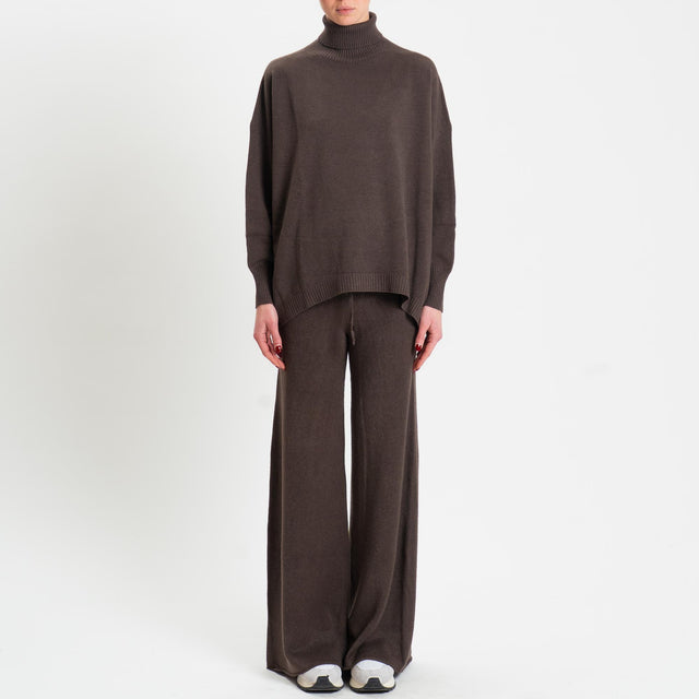 Haveone-Completo maglia collo alto + pantalone - cacao