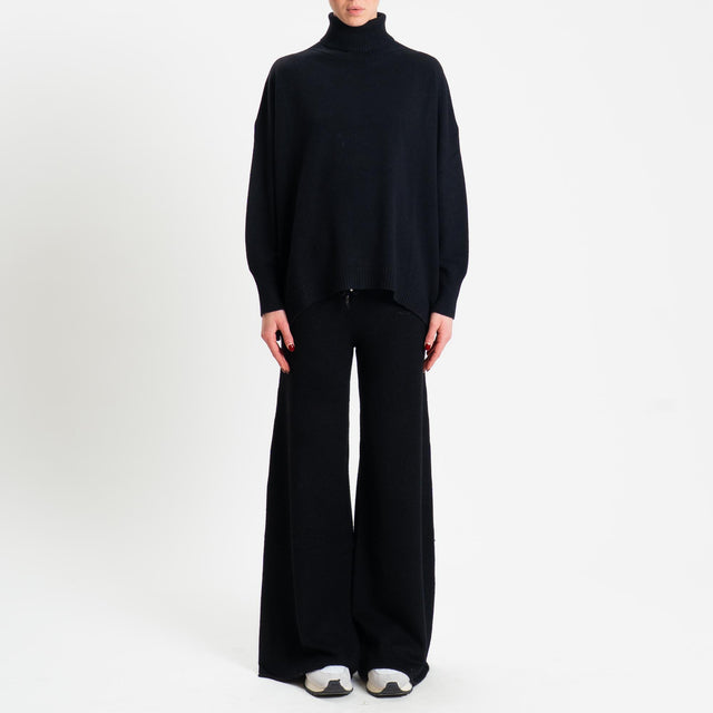 Haveone-Completo maglia collo alto + pantalone - nero