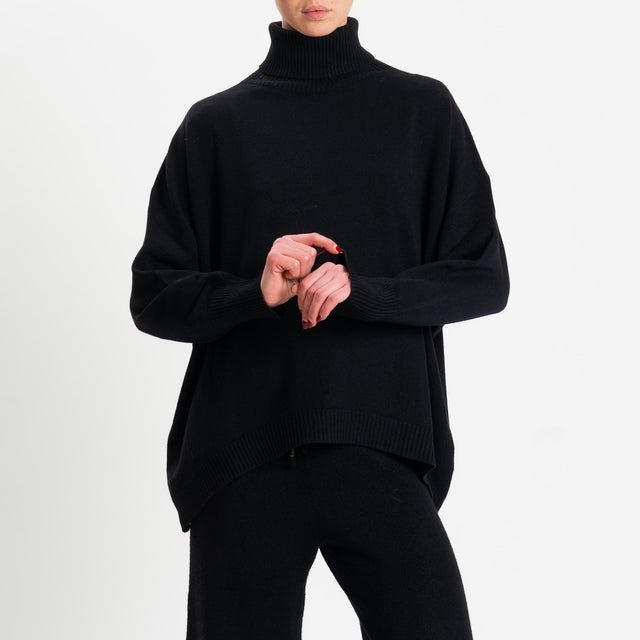 Haveone-Completo maglia collo alto + pantalone - nero