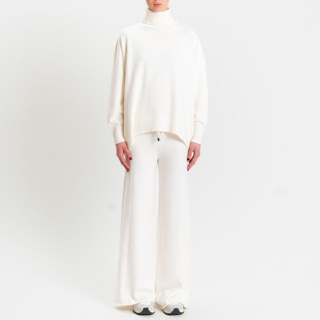 Haveone-Completo maglia collo alto + pantalone - burro