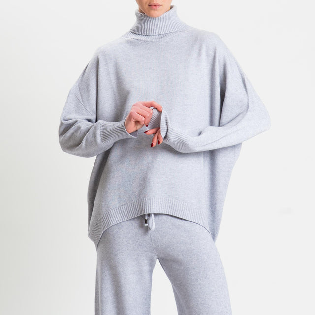 Haveone-Completo maglia collo alto + pantalone - grigio perla