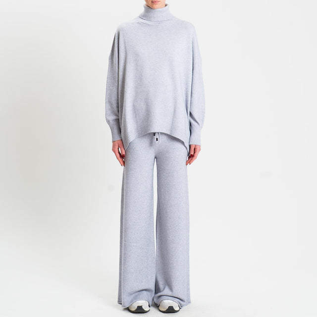 Haveone-Completo maglia collo alto + pantalone - grigio perla