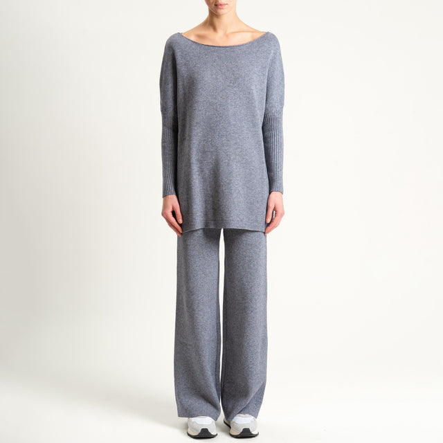 Haveone- Completo in maglia scollo a barca - grigio