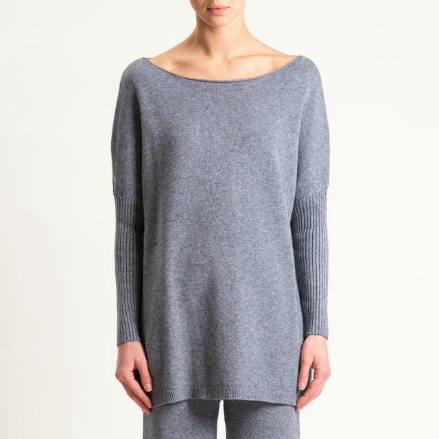 Haveone- Completo in maglia scollo a barca - grigio