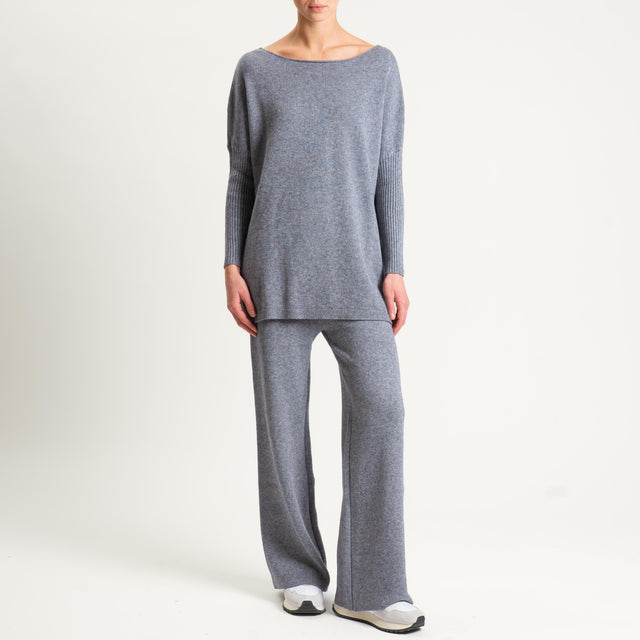 Haveone- Completo in maglia scollo a barca - grigio